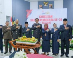 Peringati Hari Bhayangkara Ke-76 Serta Syukuran Kapolres Muba Potong Tumpeng Buat Pj Bupati Dan Jajaran Forkopimda