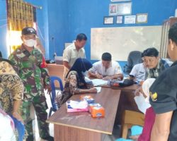 Babinsa Koramil 401-03/Sekayu Monitoring Kegiatan Vaksin Perangkat Serta Warga Desa Keramat Jaya