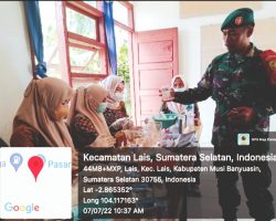 Babinsa Koramil 401-03/Sekayu Monitoring Giat Puskesmas Lais Dalam Rangka Pemeriksaan Sampel Makanan