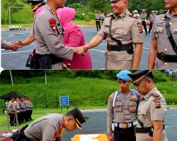 Kapolres Solok AKBP Muari, Inspektur Upacara Sertijab dan Pelantikan Pejabat Utama di Polres Solok
