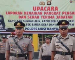 Kapolres Muba Pimpin Sertijab Serta Kenaikan Pangkat