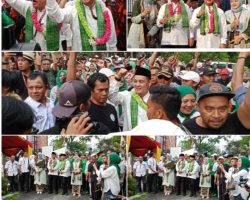 Berjalan Kaki Bersama Ribuan Massa, Pasangan Nofi Candra-Leo Murphy Mendaftar Resmi ke KPU Kota Solok