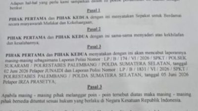*Video Viral Berujung Damai, Junaidi dan Irza Prasetya Saling Memaafkan di Polrestabes Palembang*